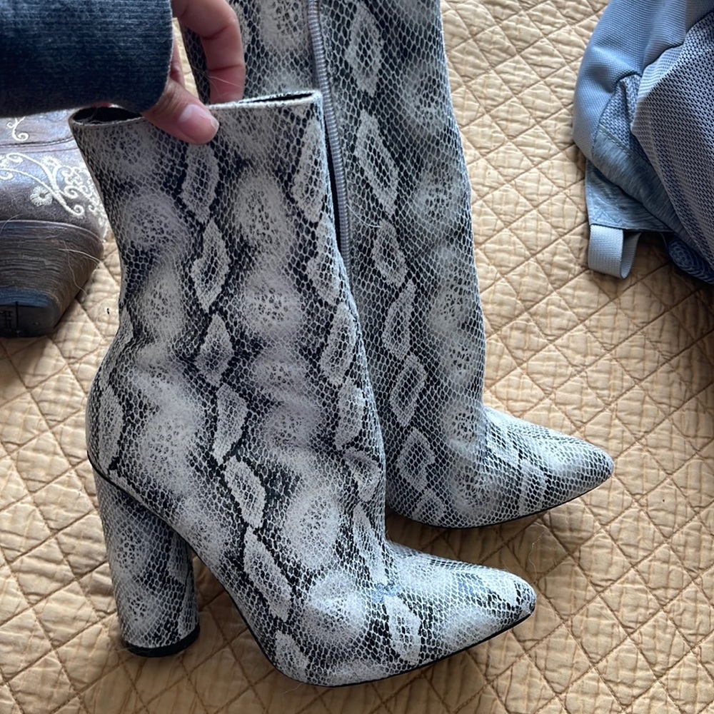 Snake print boots